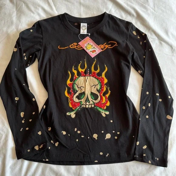 T-shirt Manches Longues Ed Hardy - Motif Tattoo - Taille L - Très Bon état